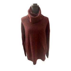 Theory Dreeden Avalon Dark Ruby Cowl Neck Wool Blend Sweater Large